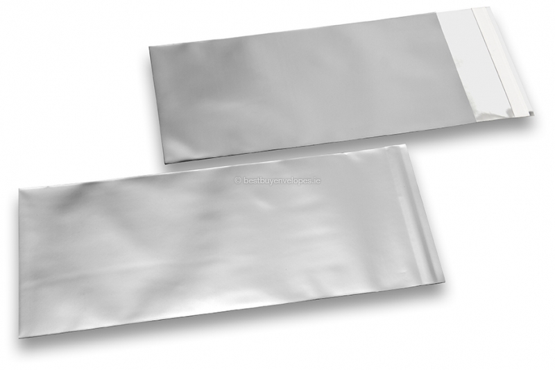 Silver coloured matt metallic foil envelopes - 110 x 220 mm
