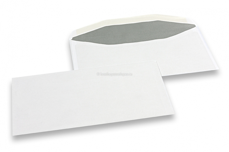 White paper envelopes, 114 x 229 mm (C5/6), 80 gram, gummed closure